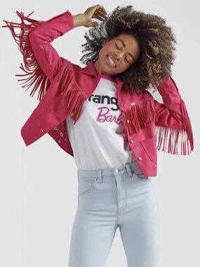 WRANGLER x BARBIE Jacket Fringe Wrancher Western Cowgirl Pink